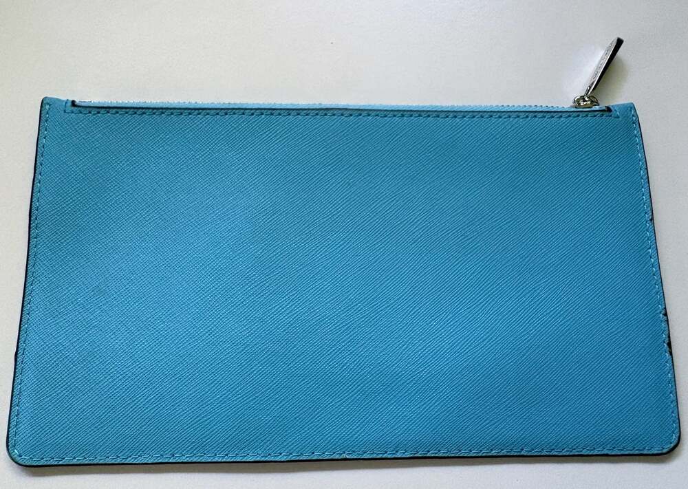 Michael Kors Saffiano Leather Zip Pouch Wristlet in Aquamarine Like New - Picture 2 of 6
